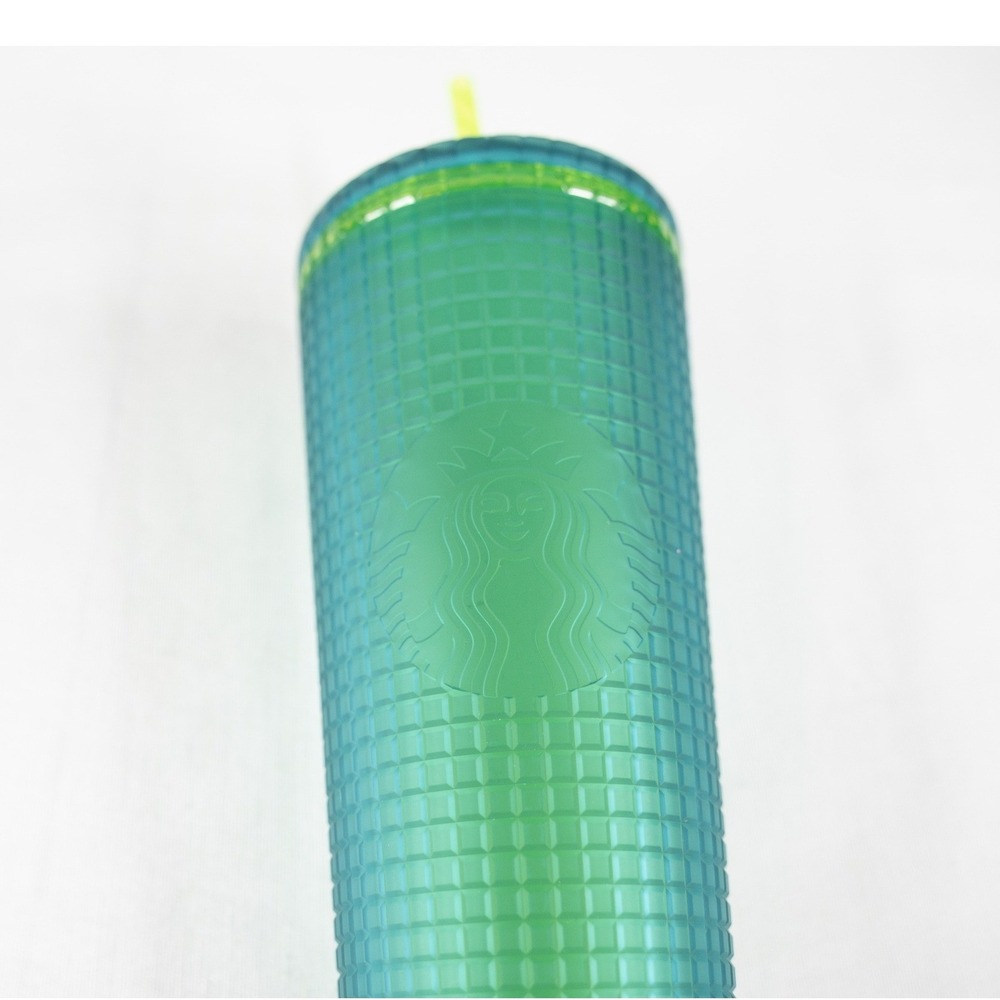 Starbucks Tumbler Venti 24oz Emerald Green Mountain Dew grid studded jelly cup - Picture 2 of 6
